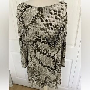 Clara Sun Woo Tunic Top Leopard Print 3/4 Sleeves Size 1X